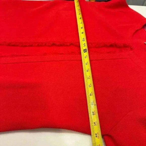 Talbots women’s red open cardigan with fringe edge. Heavy weight cotton sz large - Picture 5 of 7